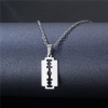 Picture of 304 Stainless Steel Link Cable Chain Findings Necklace Silver Tone Razor Blade 45cm(17 6/8") long, 1 Piece