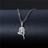Picture of 304 Stainless Steel Link Cable Chain Findings Necklace Silver Tone Flower Leaves 45cm(17 6/8") long, 1 Piece