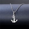 Picture of 304 Stainless Steel Link Cable Chain Findings Necklace Silver Tone Anchor 45cm(17 6/8") long, 1 Piece