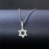 Picture of 304 Stainless Steel Link Cable Chain Findings Necklace Silver Tone Star Of David Hexagram 45cm(17 6/8") long, 1 Piece