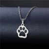 Picture of 304 Stainless Steel Pet Memorial Link Cable Chain Findings Necklace Silver Tone Paw Claw 45cm(17 6/8") long, 1 Piece