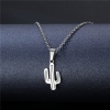 Picture of 304 Stainless Steel Link Cable Chain Findings Necklace Silver Tone Cactus 45cm(17 6/8") long, 1 Piece
