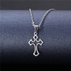 Picture of 304 Stainless Steel Religious Link Cable Chain Findings Necklace Silver Tone Cross 45cm(17 6/8") long, 1 Piece