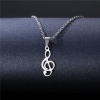Picture of 304 Stainless Steel Link Cable Chain Findings Necklace Silver Tone Musical Note 45cm(17 6/8") long, 1 Piece