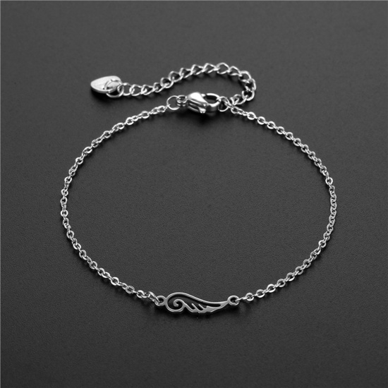 Bild von Titan Edelstahl Gliederkette Kette Armband Silberfarbe Flügel 16cm lang, 1 Strang