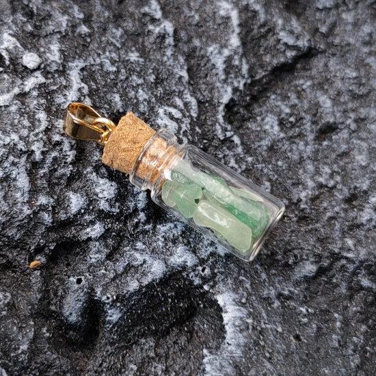 Picture of Aventurine ( Natural ) Pendants Green Drift Bottle Shaped 36mm x 11mm, 1 Piece