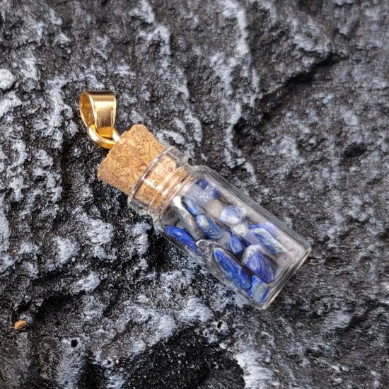 Picture of Lapis Lazuli ( Natural ) Pendants Blue Drift Bottle Shaped 36mm x 11mm, 1 Piece