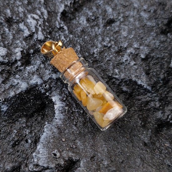 Picture of Topaz ( Natural ) Pendants Yellow Drift Bottle Shaped 36mm x 11mm, 1 Piece