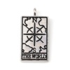 Picture of Zinc Based Alloy Tarot Charms Rectangle Silver Tone Black Message " THE WORLD " 26mm x 13mm, 5 PCs