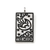 Picture of Zinc Based Alloy Tarot Charms Rectangle Silver Tone Black Message " THE MOON " 26mm x 13mm, 5 PCs
