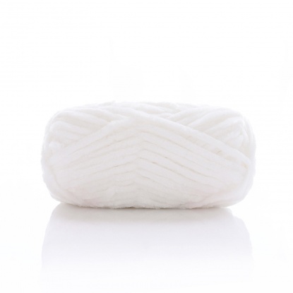 Image de Fil à Tricoter Super Doux en Polyester Blanc 6mm, 1 Rouleau