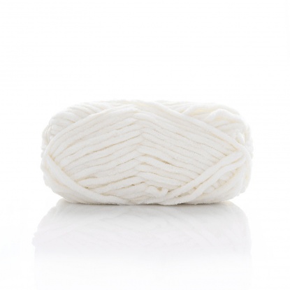 Image de Fil à Tricoter Super Doux en Polyester Crème 6mm, 1 Rouleau
