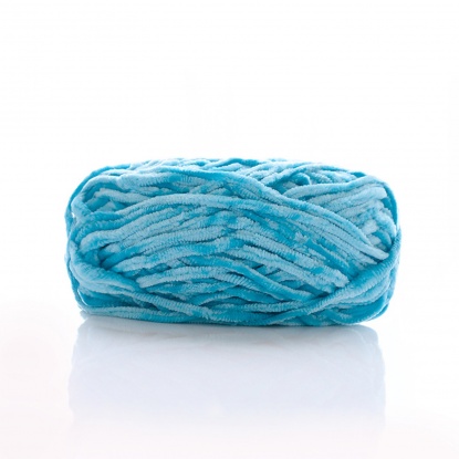 Image de Fil à Tricoter Super Doux en Polyester Bleu 6mm, 1 Rouleau