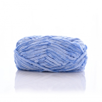 Image de Fil à Tricoter Super Doux en Polyester Bleu Ciel 6mm, 1 Rouleau