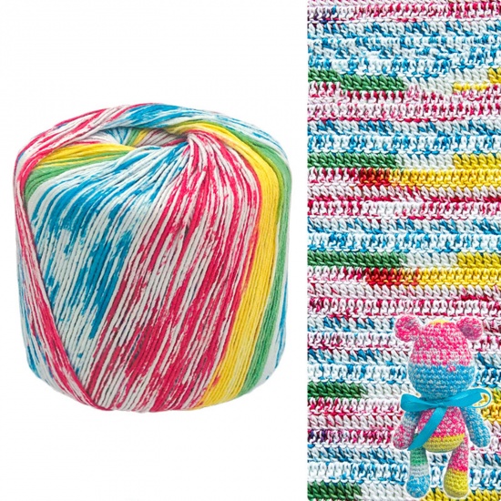 Image de Fil à Tricoter Super Doux en Coton Multicolore 1 Rouleau