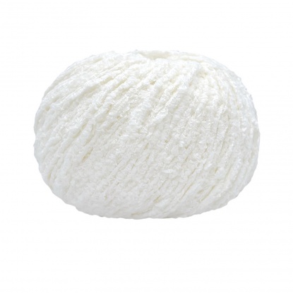 Image de Fil à Tricoter Super Doux en Polyester Blanc 4.5mm - 6mm, 1 Rouleau