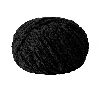 Image de Fil à Tricoter Super Doux en Polyester Noir 4.5mm - 6mm, 1 Rouleau