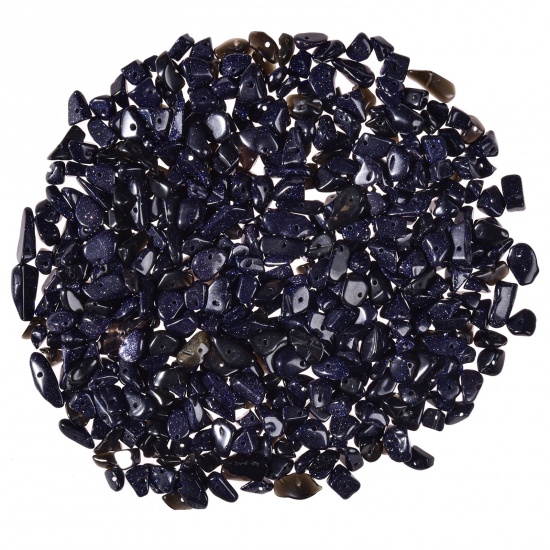 Immagine di Pietra di Sabbia Blu ( Naturale ) Perline Blu Scuro Irregolare 5mm-8mm, Foro: Circa 1mm, 1 Scatola