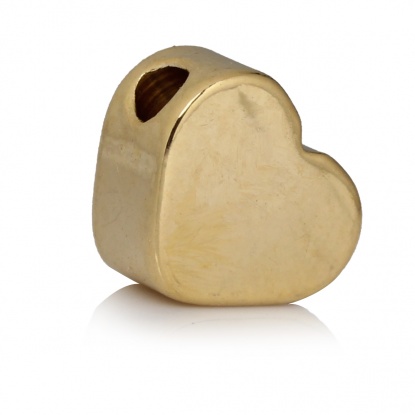Bild von Kupfer Perlen Herz Vergoldet Vergoldet ca. 5mm x 4mm, Loch:ca. 1.2mm, 20 Stück