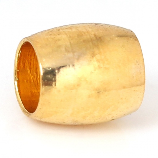 Immagine di Rame Separatori Perline Barile Oro Placcato Circa 4mm x 3mm, Foro:Circa 2.3mm, 100 Pz
