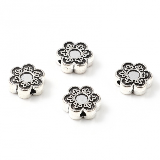 Picture of Zinc Based Alloy Insect Spacer Beads Flower Antique Silver Color About 13mm x 12mm, Hole: Approx 1.9mm, 30 PCs