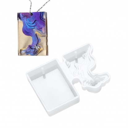 Picture of Silicone Resin Mold For Jewelry Making Pendant Rectangle White 6.5cm x 4.7cm, 1 Piece