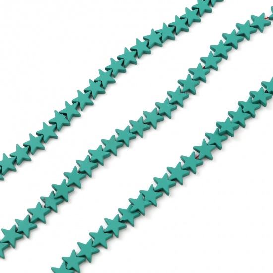 Imagen de (Grado B) Hematite ( Natural ) Cuentas Estrellas de cinco puntos Verde Imitación de Goma Aprox 9mm x 8mm, Agujero: Aprox 1mm, 39.3cm Longitud, 1 Sarta (Aprox 60 Unidades/Sarta)
