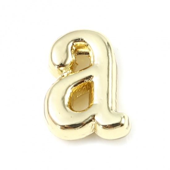 Immagine di Lega di Zinco Perline Lettere Minuscole Oro Placcato Lettere " a " Circa 8mm x 6mm, Foro:Circa 1.3mm, 20 Pz