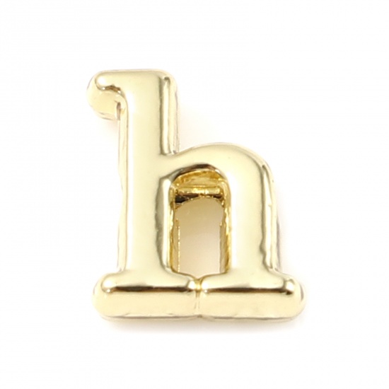 Immagine di Lega di Zinco Perline Lettere Minuscole Oro Placcato Lettere " h " Circa 8mm x 7mm, Foro:Circa 1.3mm, 20 Pz