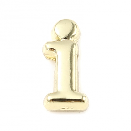 Picture of Zinc Based Alloy Spacer Beads Lowercase Letter Gold Plated Message " i " About 9mm x 4mm, Hole: Approx 1.4mm, 20 PCs