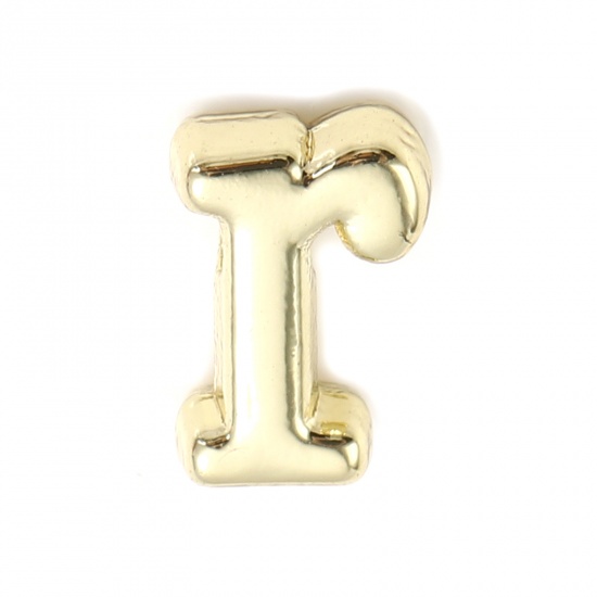 Immagine di Lega di Zinco Perline Lettere Minuscole Oro Placcato Lettere " r " Circa 8mm x 6mm, Foro:Circa 1.3mm, 20 Pz