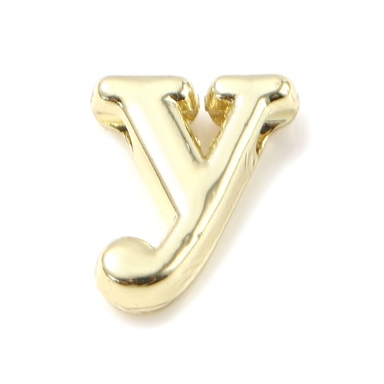 Picture of Zinc Based Alloy Spacer Beads Lowercase Letter Gold Plated Message " y " About 8mm x 7mm, Hole: Approx 1.5mm, 20 PCs