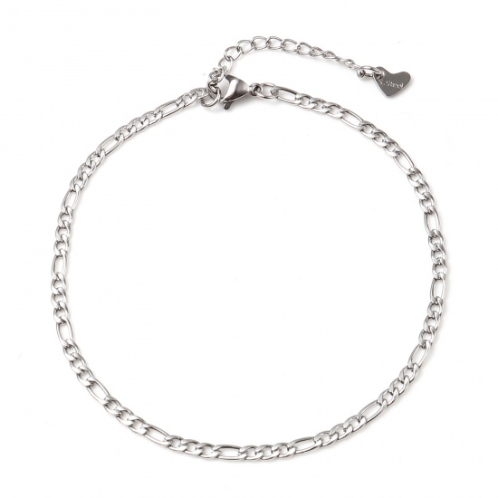 Picture of Stainless Steel Anklet Silver Tone Streak 23.5cm(9 2/8") long, 1 Piece