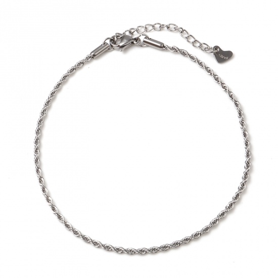 Picture of Stainless Steel Anklet Silver Tone Streak 23.5cm(9 2/8") long, 1 Piece
