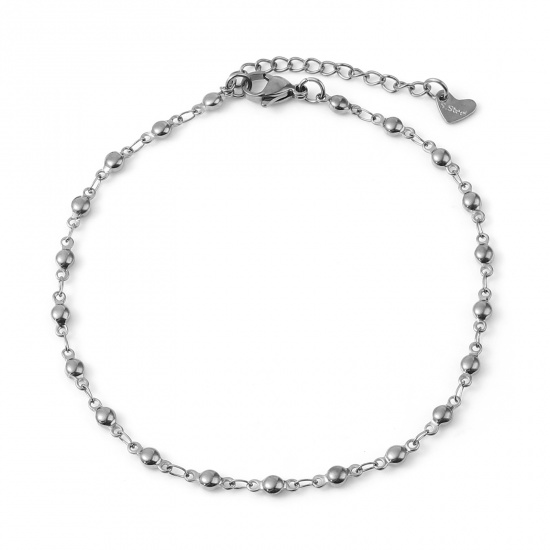 Picture of Stainless Steel Anklet Silver Tone Round 23.5cm - 23cm long, 1 Piece