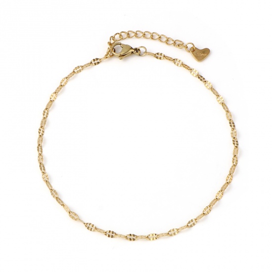 Picture of Stainless Steel Anklet Gold Plated Oval 23cm - 22.5cm long, 1 Piece