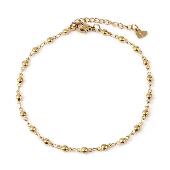 Picture of Stainless Steel Anklet Gold Plated Round 23.5cm - 23cm long, 1 Piece