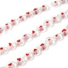 Picture of Lampwork Glass Valentine's Day Millefiori Beads Flat Round At Random Color Heart About 8mm Dia, Hole: Approx 1mm, 36cm(14 1/8") long, 1 Strand (Approx 46 PCs/Strand)
