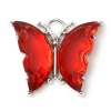 Picture of Zinc Based Alloy & Resin Insect Charms Butterfly Animal Silver Tone Red 23mm x 19mm - 22mm x 19mm, 10 PCs