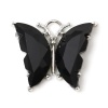 Picture of Zinc Based Alloy & Resin Insect Charms Butterfly Animal Silver Tone Black 23mm x 19mm - 22mm x 19mm, 10 PCs