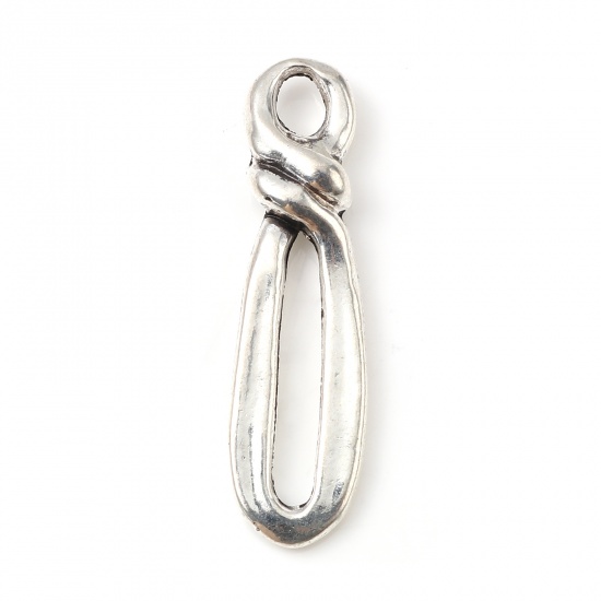 Picture of Zinc Based Alloy Pendants Rope Knot Antique Silver Color Oval 3.7cm x 1cm, 20 PCs