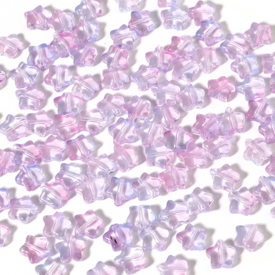 Bild von Muranoglas Galaxis Perlen Pentagramm Stern Lila Glitzert ca 8mm x 8mm, Loch:ca. 1mm, 50 Stück