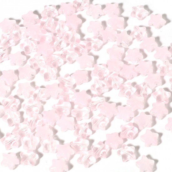 Bild von Muranoglas Galaxis Perlen Pentagramm Stern Rosa Glitzert ca 8mm x 8mm, Loch:ca. 1mm, 50 Stück
