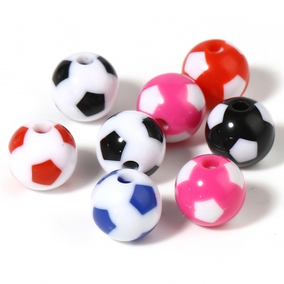 Picture of Acrylic Beads Round At Random Color Pentagon Pattern About 12mm Dia., Hole: Approx 2.9mm, 30 PCs