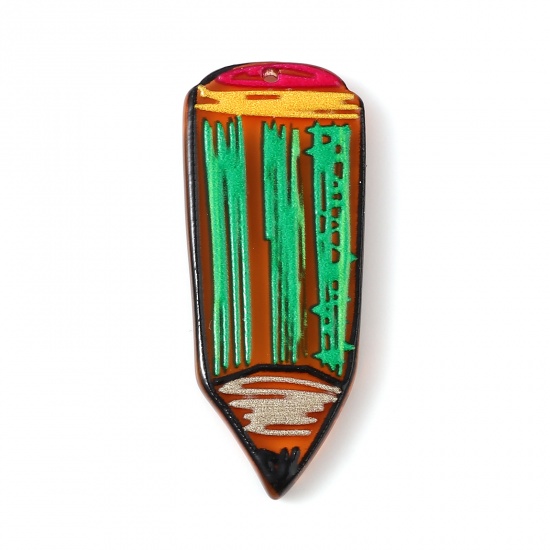 Picture of Resin College Jewelry Pendants Pencil Multicolor 4cm x 1.7cm, 10 PCs