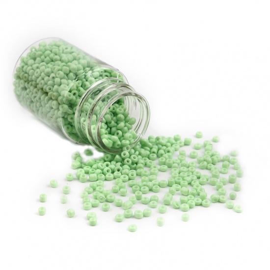 Immagine di Vetro Seme Perline Cilindrico Verde Chiaro Tinto Per 3mm Dia., Foro:Circa 1mm, 1 Bottiglia