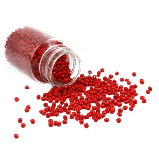 Immagine di Vetro Seme Perline Cilindrico Colore di Vino Rosso Tinto Per 3mm Dia., Foro:Circa 1mm, 1 Bottiglia
