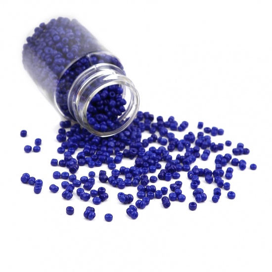 Immagine di Vetro Seme Perline Cilindrico Blu Marino Tinto Per 3mm Dia., Foro:Circa 1mm, 1 Bottiglia