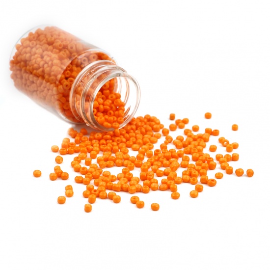 Immagine di Vetro Seme Perline Cilindrico Arancione Tinto Per 3mm Dia., Foro:Circa 1mm, 1 Bottiglia