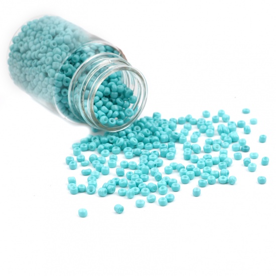 Immagine di Vetro Seme Perline Cilindrico Blu Chiaro Tinto Per 3mm Dia., Foro:Circa 1mm, 1 Bottiglia